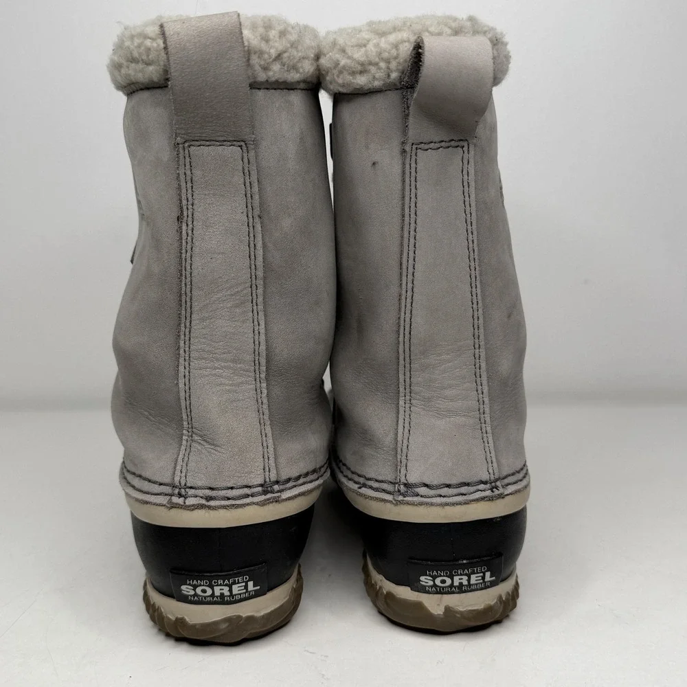 Sorel Boots Womens Size 6 Gray Waterproof‎ Lace Up Faux Fur Snow NL2649-052